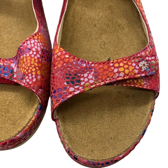 Wolky Sandals Women's Sz 42 Fantasy Red Pink Mulitcolor Comfort Hook Loop - Picture 2 of 16